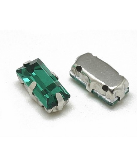 Diamante de imitación rectángulo para coser 10x5x4mm, esmeralda, precio por 5 unidades
