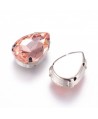 Diamante de imitación Navette para coser 13x18x7mm, light rose, precio por 3 unidades