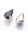 Diamante de imitación gota para coser 13x18x7mm, jet, precio por 5 unidades