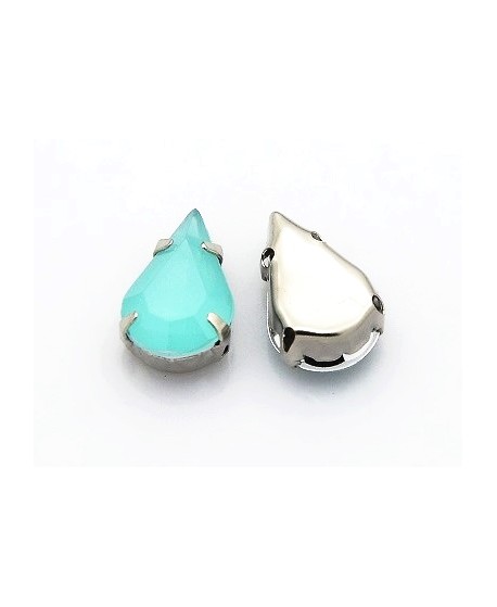 Diamante de imitación gota para coser 10x6x4.5mm, light turquesa opal, precio por 10 unidades