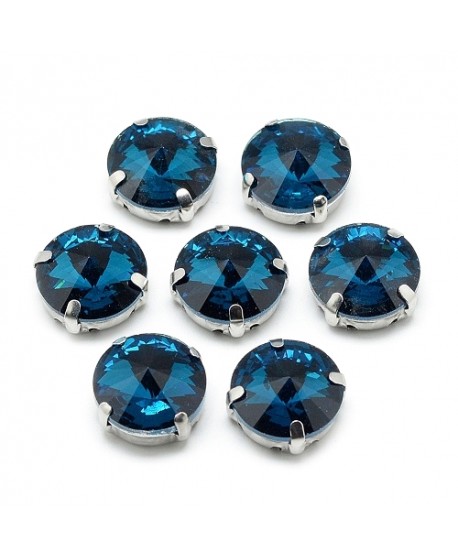 Diamante de imitación Navette para coser   9x6.3mm, montana, precio por 5 unidades