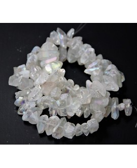 Cuentas ágata natural drusy Geode blanco Titanio irregular, 8/12x20/23mm paso 1mm precio por ristra 40 cm