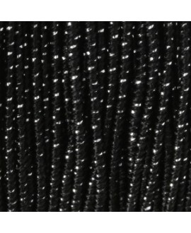 Cordón Bliss Elástico de fabricación italiana 1mm Negro/Plateado, venta por metro