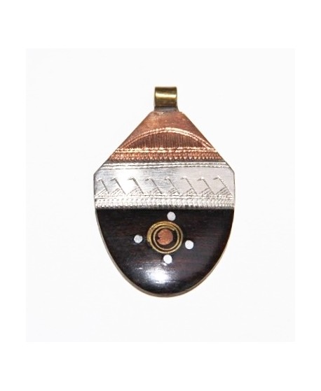 Tuareg ébano/plata/cobre/bronce 48x32mm