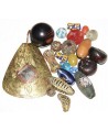 Mix- África vidrio reciclado, face beads verde, hueso, ébano, y bronce