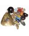 Mix- África vidrio reciclado, face beads verde, hueso, ébano, y bronce