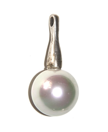 colgante perla redonda 55mm largox35mm y zamak baño de plata