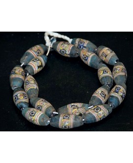Antiguas cuentas Face beads azul  35x15mm paso 3mm, precio por ristra 20 cuentas