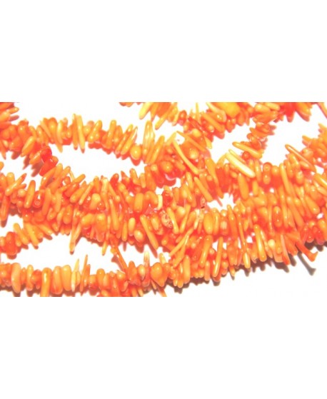 Chips coral naranja 5-11mmx1-3mm agujero 0,5mm , precio por tira