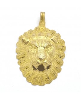 Colgante león en relieve de bronce 80x48mm, paso 4mm