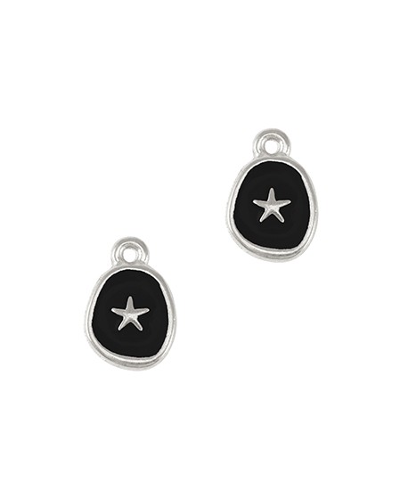 Colgante estrella de mar plata-negro 15x10mm, paso 1,5mm , zamak baño de plata