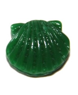 Entre-pieza coral sintético conchita verde 10x12mm, paso 1mm