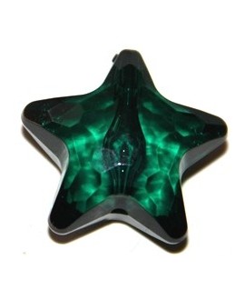 Entre-pieza resina estrella facetada verde transparente, 30mm, paso 2mm