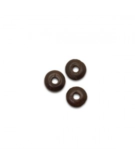 Donut resina efecto ceramica de 6,5mm paso 2mm, marrón oscuro mate, precio por 25 unidades