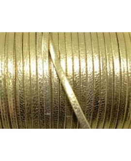 Tira cuero doblado alta calidad 3mm dorada, precio por metro