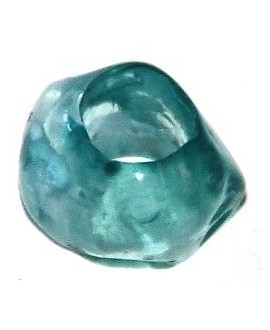 Cuenta resina irregular azul turquesa transparente, 12x8mm, paso 5mm