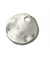 Colgante moneda irregular 20mm, zamak baño de plata