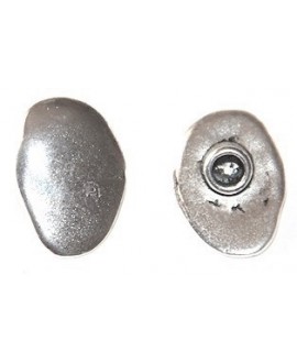 Cierre botón, 22x15mm, paso 4mm, zamak baño de plata