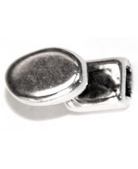 Cierre botón oval 12mm paso 6x2mm, zamak baño de plata