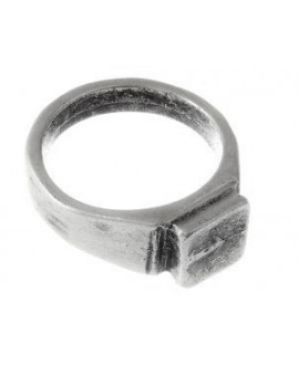 Base anillo talla18 para pegar adorno, zamak baño de plata