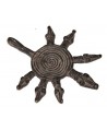 Antiguo colgante de serpientes africanas hecho por la tribu GAN 90x76mm