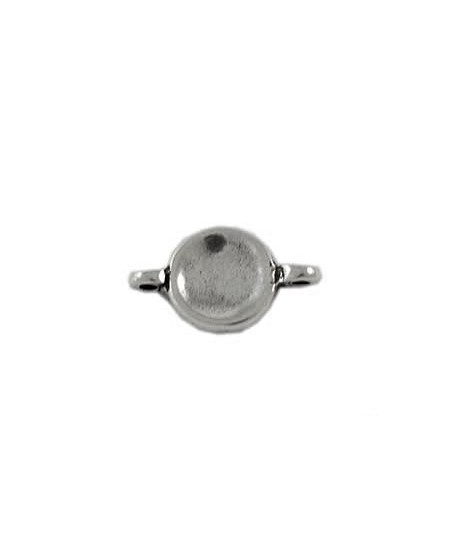 Entre-pieza moneda 2 anillas 15mm, paso de 2mm, zamak baño de plata