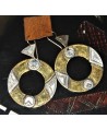 Pendientes Tuareg de bronce/plata - marroquí, largo 50mm