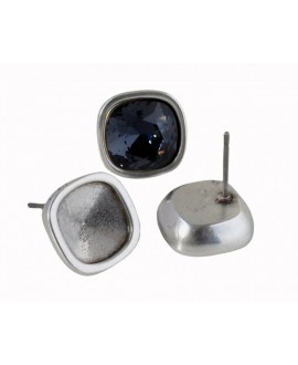 Pendiente 13x13mm sin piedra para Swarovski 4470-10mm, zamak baño de plata, precio por par